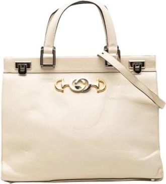 Gucci Pre-owned Zumi Satchel - Dames - Vintage Handtas - Beige - ONE Size - Leer - Vintage