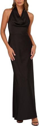 Adrianna Papell Satin Cowl Neck Long Dress