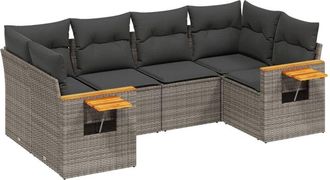 vidaXL Set De Muebles De Jard&iacute;n 6 Pzas Y Cojines Rat&aacute;n Sint&eacute;tico Gris Vidaxl