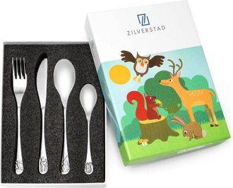 Zilverstad Juego De Cubiertos Infantiles Con Grabado Animales Del Bosque Tama&ntilde;o: 170x180x170x135mm Sku: Zv6829030