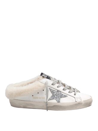 Golden Goose Super Star Leather Sabot With Glitter Star