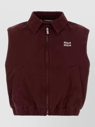 Miu Miu canvas vest front pockets elasticated hem