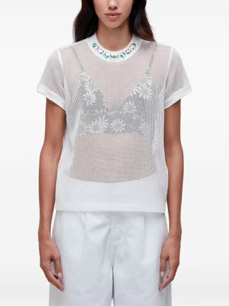 Osklen crystal-embellished mesh T-shirt - women - Fabric - P - White