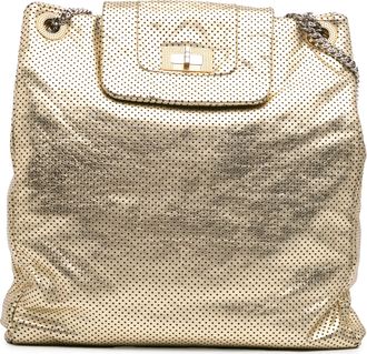 Chanel Pre-owned Womens Perforated Leather Tote - Beige - One Size