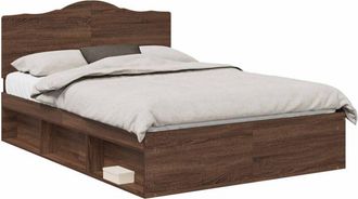 vidaXL Estructura De Cama Con Cabecera Roble Marr&oacute;n 140 X 200 Cm Vidaxl