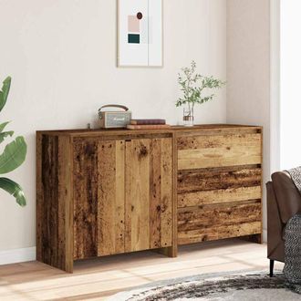 Berkfield Home Decorative 2 Piece Sideboard Old Wood Engineered Wood in Brown