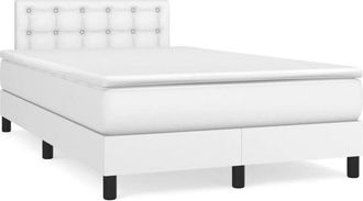 vidaXL Vidaxl - Cama Box Spring Colch&oacute;n Y Led Cuero Sint&eacute;tico Blanco 120x190 Cm