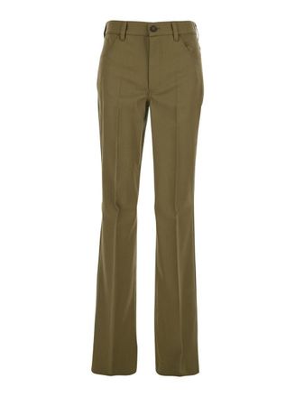 The Attico Green Trousers With Belt Loops And Logo On The Back In Fabric Woman