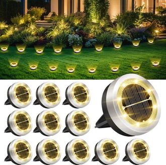 No Brand El Conjunto Incluye 12 Luces Solares De Suelo Y 8 Luces Solares Led Para Exteriores, Focos Solares Exteriores Impermeables Con Luz Blanca C&aacute;lida
