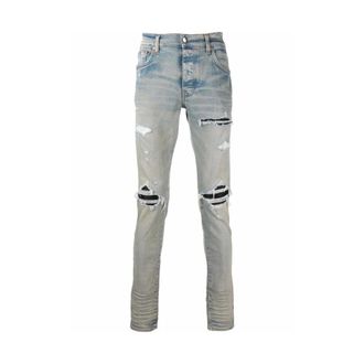Amiri Slim-fit Jeans, male, Blue, Size: W33 Distressed Skinny Clay Jeans with Ripped Detailing