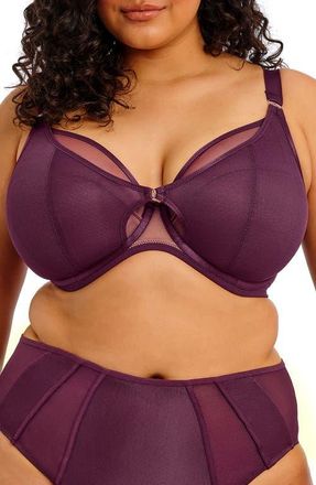 Elomi Kintai Full Coverage Mesh Underwire Bra in Blackberry at Nordstrom, Size 38Ff