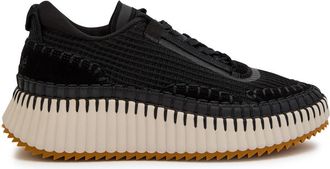 Chlo&eacute; Nama Panelled Recycled Mesh Sneakers - Black - 3