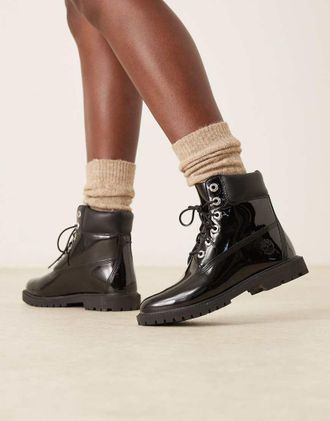Timberland Scarponcini premium da 6 neri verniciati in pelle-Nero