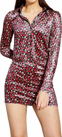 Glamorous Floral Velvet Shirt In Pink Floral