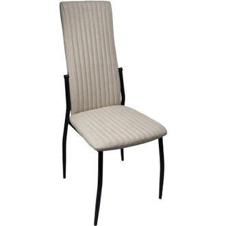 Home Heavenly Home Heavenly - Pack 4 Sillas Comedor Tapizadas Tasya, En Tela Detalles Verticales, Patas Metal Negras, 101x43x50 Cm. - Pack 4 Sillas Comedor Tapizada