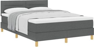 vidaXL Box Spring Bed with Mattress Dark Grey 140 x 190 cm Fabric vidaXL