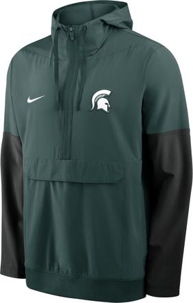 Nike Michigan State Anorak Nike Mens College 1/2-Zip Hooded Jacket in Green | 03AT0DF2MST-PTU
