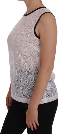 Dolce & Gabbana Womens White Lace Floral Nylon Tank T-Shirt