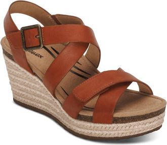 Aetrex Womens Anna Wedge Sandals In Cognac