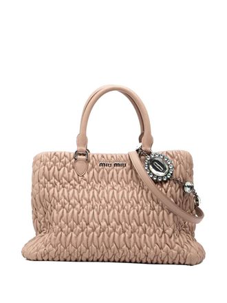 Miu Miu 2010-2025 Matelasse Nappa Crystal satchel - Brown