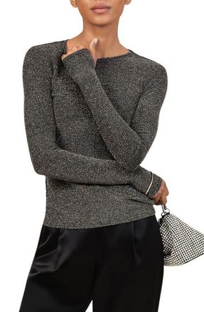 Reiss Seraphina Long Sleeve Top in Silver at Nordstrom, Size X-Small