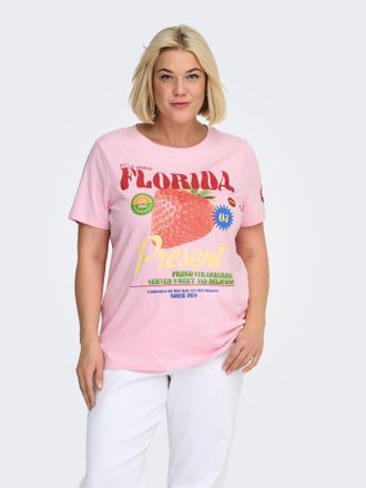 Only Carmakoma Kurzarmshirt ONLY CARMAKOMA CARBOLETTE LIFE REG S/S TOP BOX JRS, Damen, Gr. XL, romance rose print:florida, Jersey, Obermaterial: 100% Baumwolle, bedr