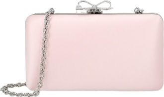 Self Portrait Rectangular Pink Clutch with Bow Clasp and Chain Strap