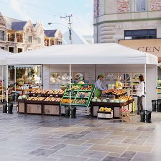 Costway Costway 300 X 600cm Pop up Canopy Tent Patio Sunshade Shelter w/ 6 Sidewalls in White | Size: 300 X 600 cm