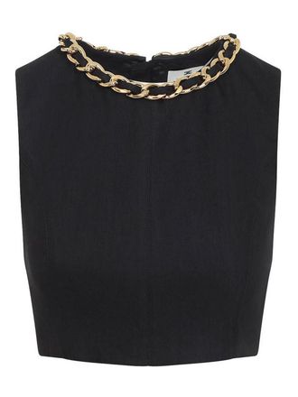 Elisabetta Franchi Linen Top With Chain