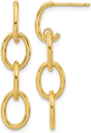 Diamond2Deal 14K Yellow Gold Triple Circle Link Drop Dangle Earrings