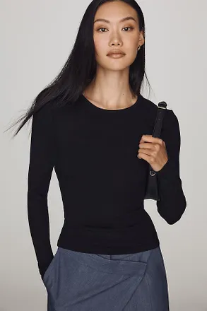 Elodie Noir Lace-Back Ribbed Top