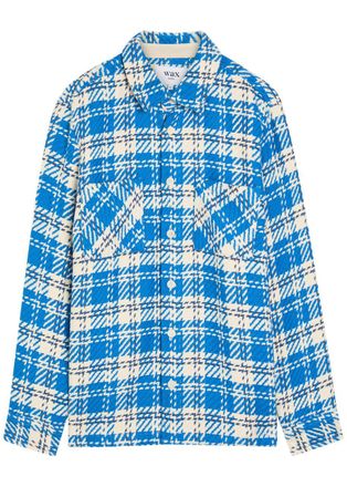 Wax London Whiting Checked Cotton Overshirt - Blue - Xxl