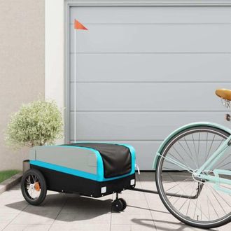 vidaXL Vidaxl - Remolque Para Bicicleta Hierro Negro Y Azul 30 Kg