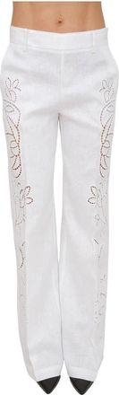 Ermanno Scervino Firenze Wide Broeken - Dames - Wijde Broeken - Wit - S - Linnen - Broeken
