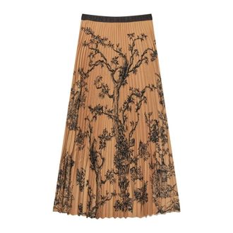 Munthe Maxi Skirts, female, Multicolor, 2XL, Pleated Skirt with Elegant Print