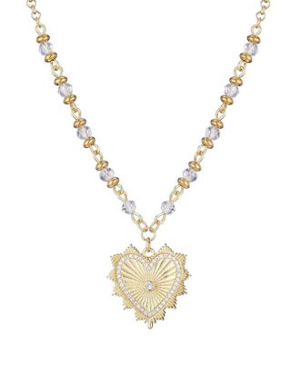 Adornia Adornia 14K Plated Cz Heart Rosary Chain Necklace