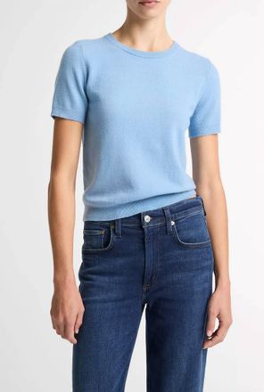 Vince Cashmere Short Sleeve Top In Hydra