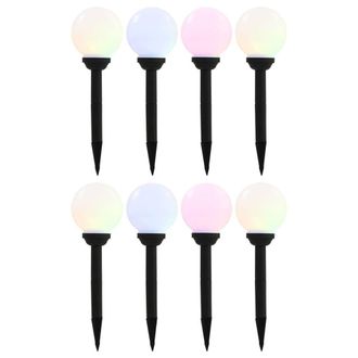 Berkfield Home Outdoor Solar Lamps 8 pcs LED Spherical 15 cm RGB in White