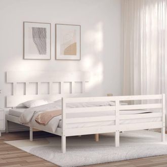 Berkfield Home Beautiful Bed Frame with Headboard White 160x200 cm Solid Wood