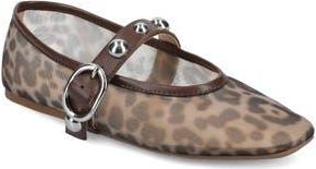 Journee Collection Naveah Studded Ballet Flat in Snow Leopard at Nordstrom Rack, Size 8.5