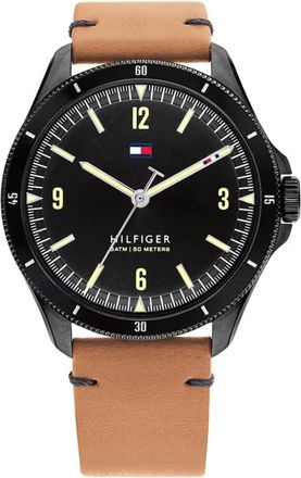 Tommy Hilfiger Maverick Horloge - Heren - Horloges - Zwart - ONE Size - Leer - Accessoires