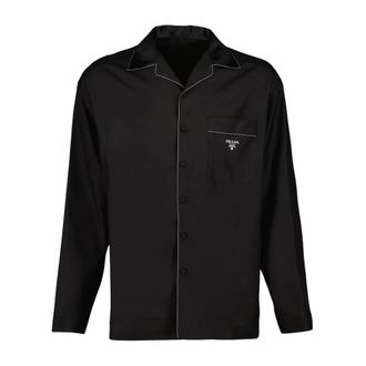 Prada Casual Shirts, male, Black, M, Silk Classic Shirt Long Sleeve