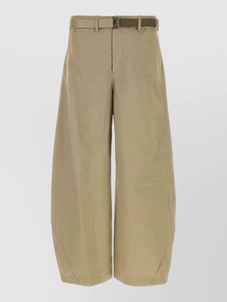 sacai cotton chino trousers wide leg pleated