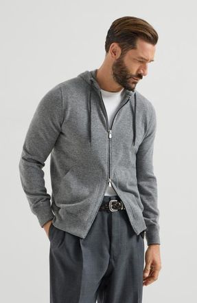 Brunello Cucinelli Cashmere sweatshirt-style cardigan in Dark Grey at Nordstrom, Size 50 It