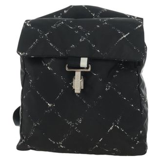 Chanel Travel Line Lock Printed Nylon Black Nylon Backpack Bag (Pre-Owned)