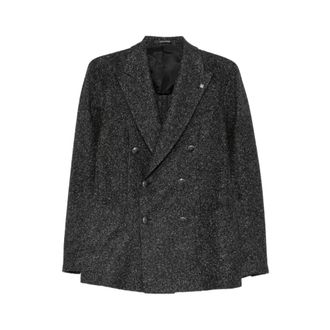 Tagliatore Blazers, male, Gray, Size: M Double-Breasted Boucl&eacute; Jacket
