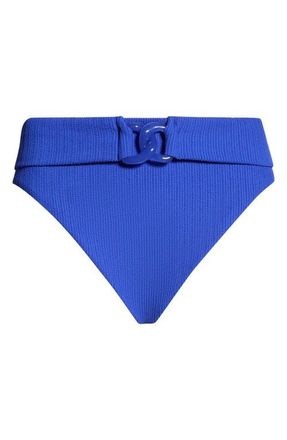 Sanctuary Rib High Waist Bikini Bottoms in Luminous Blue at Nordstrom, Size X-Small