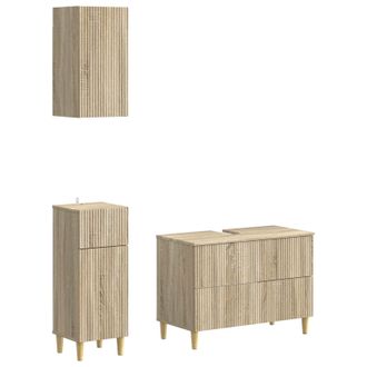 vidaXL Juego De Armarios De Ba&ntilde;o De 3 Piezas Arnhem Roble Sonoma Vidaxl