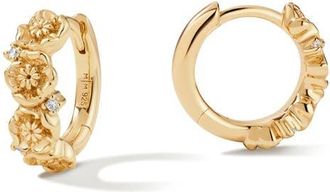 Made by Mary Cubic Zirconia Birthstone Flower Huggie Hoop Earrings in Gold August at Nordstrom