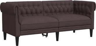vidaXL Sof&aacute; Chesterfield De 2 Plazas Tela Marr&oacute;n Oscuro Vidaxl